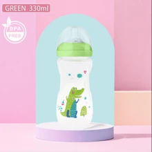 1个330毫升/260毫升/250毫升/150毫升PP材质婴儿奶瓶，弧形防摔易握设计，清晰刻度科学喂养，柔软硅胶奶嘴，可拆卸，适合新生儿礼物、圣诞礼物