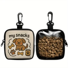 1pc Cute Dog Print Dog Treat Bag With Hook And Zipper, Dog Training Pouch, Portable Dog Snack Bag - Multicolor - View 11