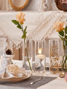 1个/3个透明玻璃水培花瓶，浪漫情人节装饰，简约奢华家居饰品，适合客厅焕新、办公桌改造、婚礼派对装饰 - 透明直筒 - 查看 7