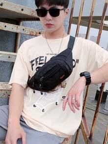 Unisex Casual Waterproof Waist Bag, Lightweight Nylon Material, Adjustable Shoulder Strap, Zipper Closure, Polyester Lining, Hand Wash Recommended, Large Capacity, Suitable For Business, Sports And Vacation Occasions