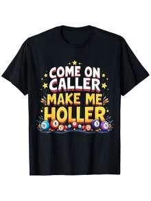 Men's Plus Size, L-XXXXXL, Bingo & Lottery Game Pattern T-Shirt - Black Short Sleeve Round Neck, Breathable Cotton, Machine Washable, Stylish Black T-Shirt, Casual Clothing, Summer Men's Clothing, Suitable For Outdoor Sports T-Shirt - Black - View 7