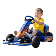 Electric Go Kart For Kids, Adjustable Ride-On Toy With Fire-Colored Lights - Fire - View 2