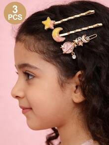 6PCS Girl Hair Accessories Cute Hair Clips, Star/Moon Hairpin, Starry Hairpin, Sweet Girl's Bang Clip, Moon And Star Clip, One-Word Clip, Hair Clip, Girls Hair Accessories, Headwear,Best Gift - Multicolor - View 5