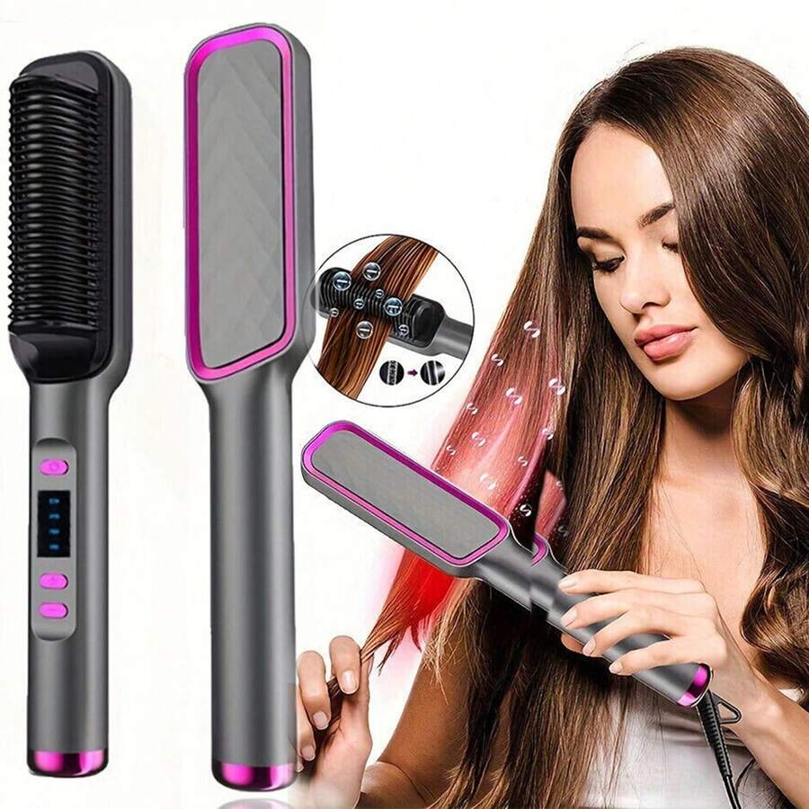 Bàn chải duỗi tóc tiêu chuẩn Mỹ, ion âm không gây hư tổn, máy duỗi tóc, máy uốn tóc, lược điện đa chức năng cầm tay, máy sấy tóc tạo độ phồng. - Xem 1
