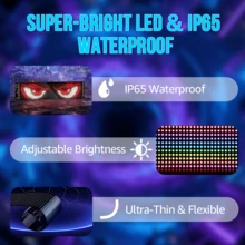 2 Piezas Pantalla flexible LED para parabrisas de automóviles, con ojos de demonio parpadeantes animados, pantalla LED suave programable mediante aplicación - 2 piezas - 12*59,5 cm - Ver 7