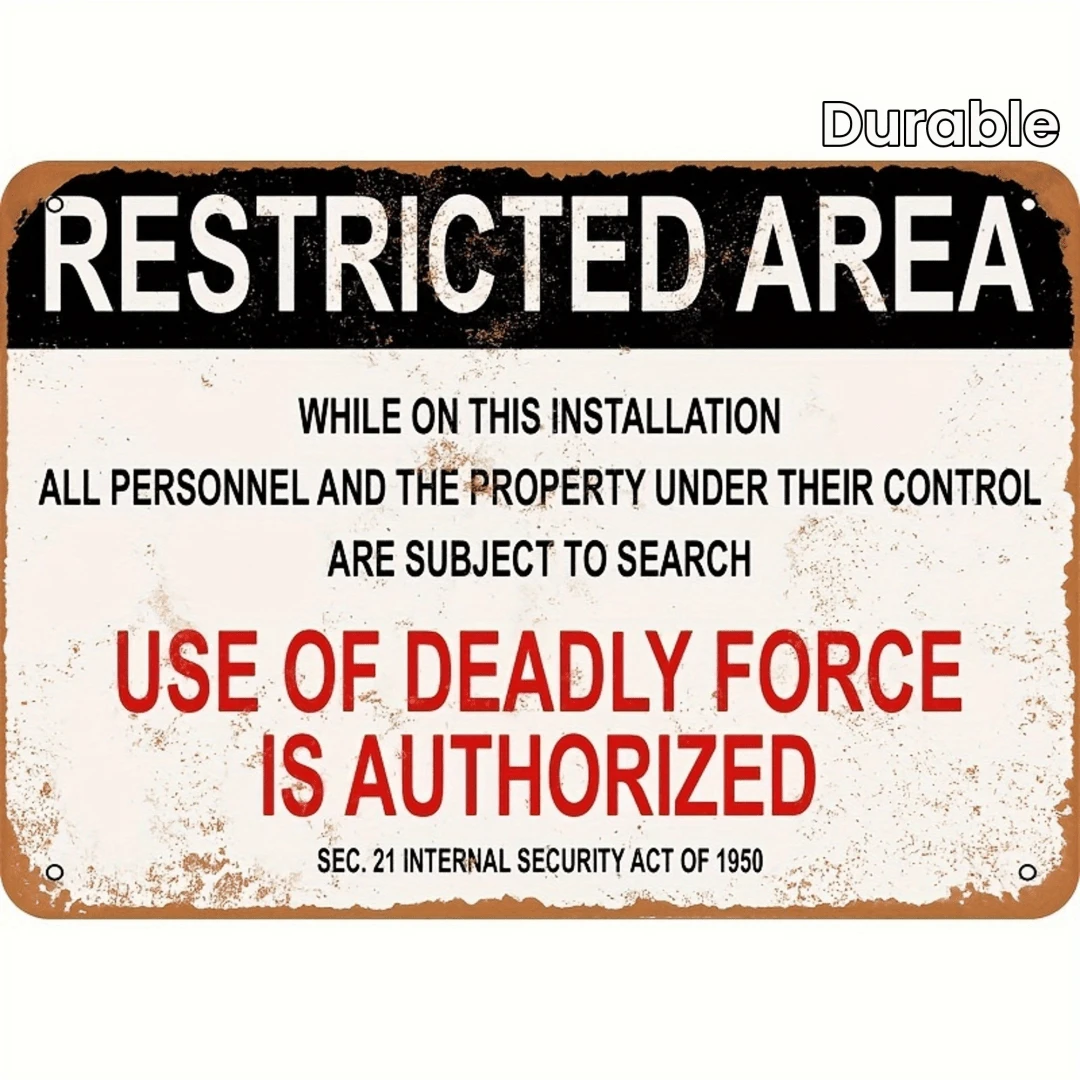 Military Warning Sign - Antique Style No-Go Zone Sign With Lethal Force ...
