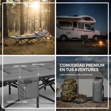 Cama Plegable Portátil para Adultos - Cama de Camping Ultraligera y Compacta, Tela Negra Resistente, Ideal para Playa, Senderismo, Picnic y Aventuras de Viaje - Gris - Ver 2
