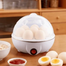 Mini vaporizador de huevos multifuncional para el hogar Caldera de huevos de apagado automático Lata de natillas al vapor bollos calientes de leche caliente - Blanco - Ver 7