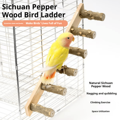1pc Wooden Interactive Ladder Training Toy Suitable For Small Pets, Birds, Parrots, Hamsters, Climbing Ladder, Swing, Accessories