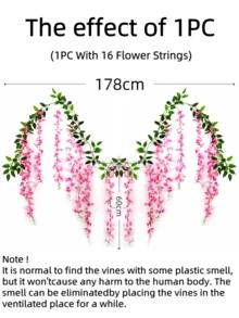 Nejlue Artificial Flowers/Plants1111 Home & Living 1/2/4 vòng hoa tử đằng nhân tạo, vòng hoa dây tử đằng nhân tạo treo, dây leo giả, vật trang trí, thích hợp cho trang trí nhà cửa, trang trí phòng ngủ, trang trí sân vườn, trang trí tường, trang trí trong nhà/ngoài trời, trang trí phòng ngủ, trang trí đám cưới, trang trí bàn ăn, trang trí tiệc, trang trí sinh nhật, trang trí ngày Valentine. - 1 bộ 16 bông hoa - Xem 12