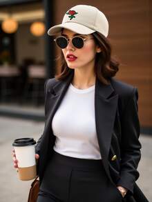 1PC Elegant Rose Pattern Baseball Hat,Women Trucker Hat, Casual Versatile Breathable Sunscreen Cap,Soft Adjustable Sun Protection Hat, Y2K Style Baseball Cap For Daily Streetwear - Multicolor - View 6