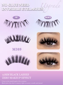 FindLove 2 Pairs Magnetic Eyelashes Comic False Eyelash Natural Look Reusable Magnetic Lashes With Wearing Clips Wear No Glue Needed Lashes Magnetic Eyelash Set Makeup Tools - Cat Eye Lashes - View 3