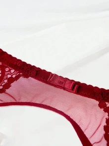 Dây nịt ren xuyên thấu gợi cảm dành cho nữ, có thể điều chỉnh. - Đỏ - Xem 7