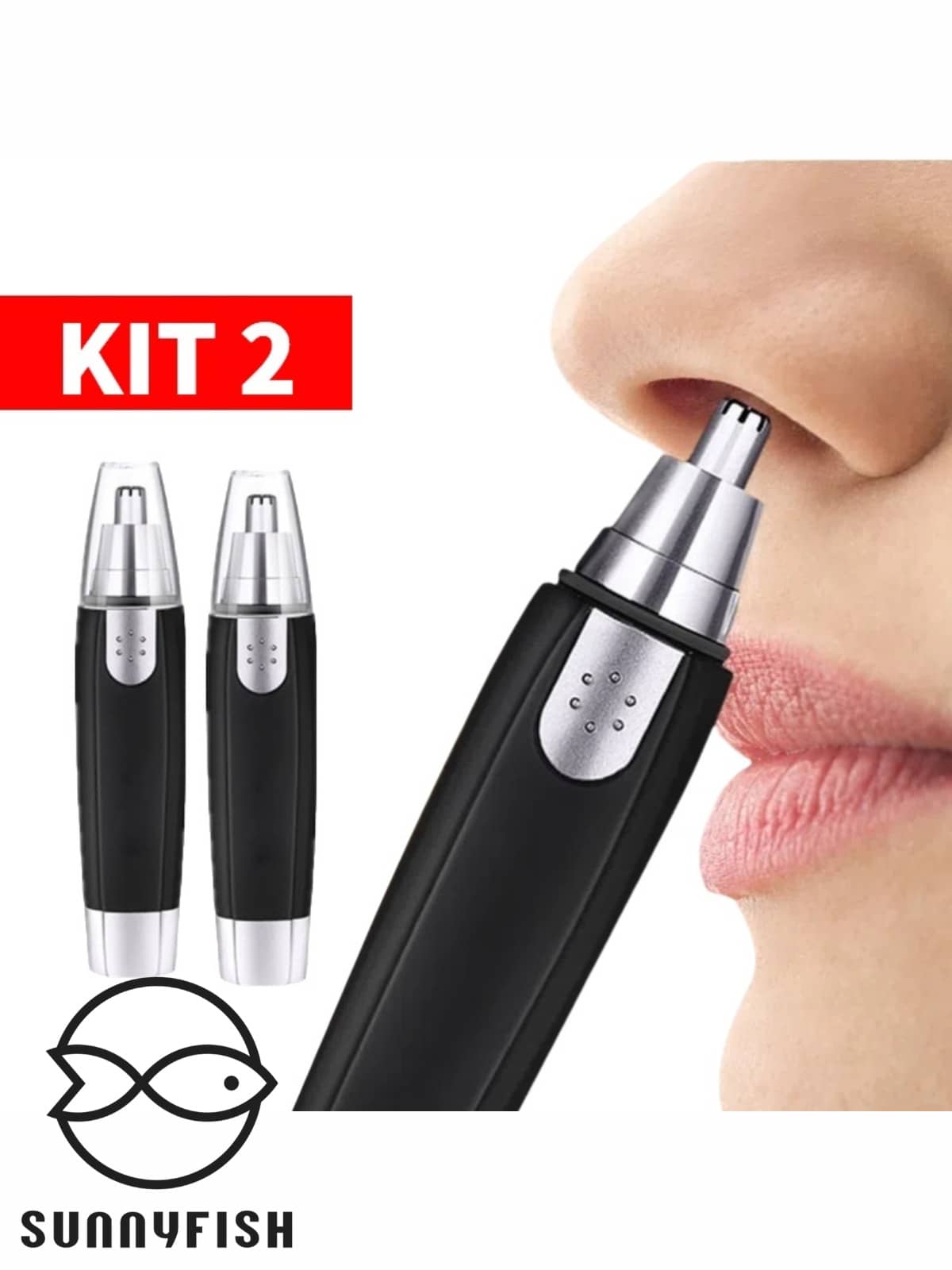 2 PCS Nose Hair Trimmer Electric Nose Hair Remover Machine For Men - 黑色 - 查看 1