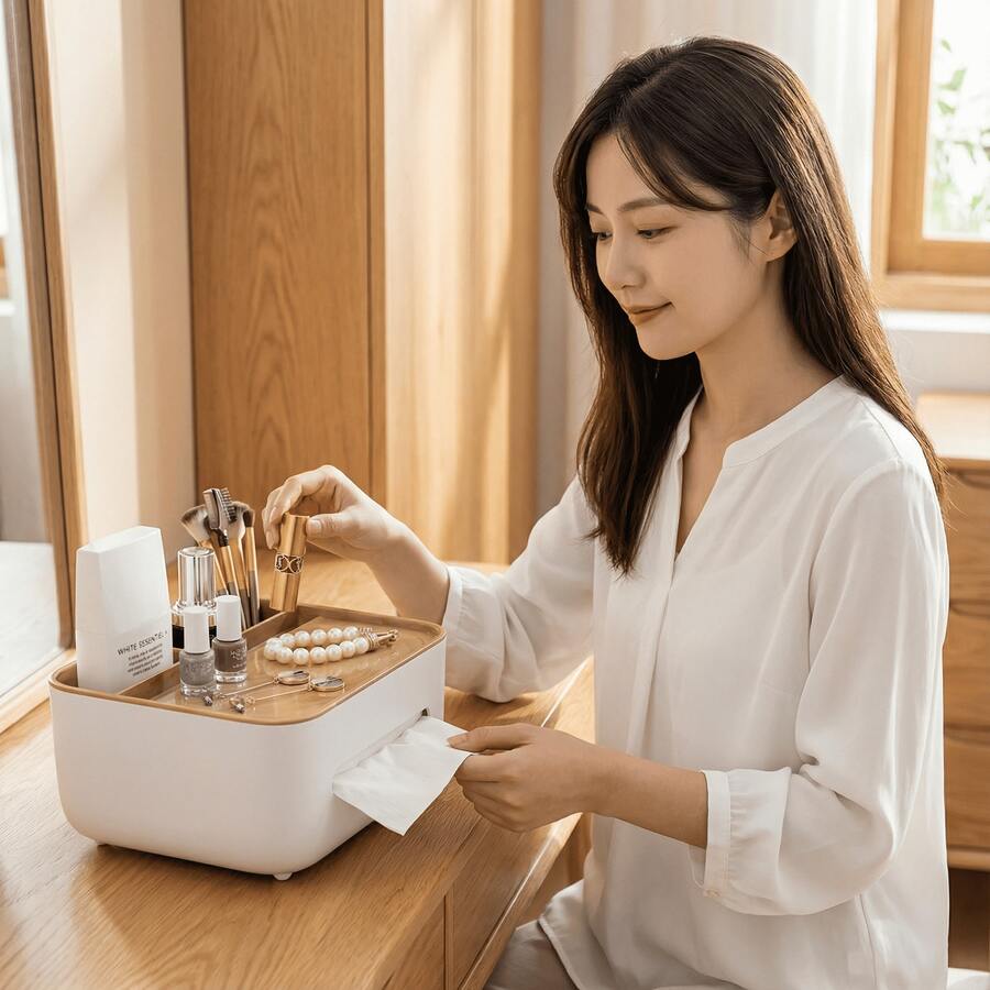 【おしゃれ卓上収納】ティッシュボックス ペーパーホルダー 多機能 収納ケース PP素材 リビング テーブル インテリア すっきり 整理 シンプル 上品 軽量 家用品 ギフト にも 最適