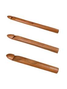 大号钩针 15 毫米/20 毫米/25 毫米，木制圆珠钩针，光滑圆形尖端，符合人体工程学的手工纱针，适用于粗针织 - 卡其色 - 查看 11