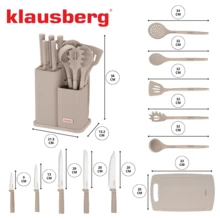 Zestaw noży i przyborów kuchennych z deską, 12 elementów, kolor beżowy - 米色 - 查看 2