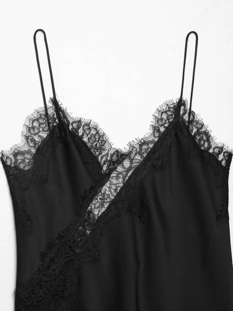 Seelio New Women's Fashion European And American Style Lace Decorative Sexy Lingerie-Style Top - Black - View 6