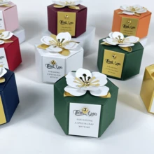 10pcs Multicolor Hexagonal Delicate Gift Box With Thank You Cards Paper Flower Decor Boxes,Suitable For Wedding,Engagement,Birthday,Housewarming,Holiday Party,All Occasion Gifts,School Supplies,Back To School - Multicolor - View 5