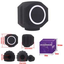 1个带麦克风支架和手机支架的麦克风防风罩，录音隔离罩，麦克风隔离球吸音泡沫防风罩，适用于大型麦克风、录音棚设备、室内外录音 - 彩色 - 查看 11