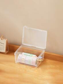 1 件套透明按扣盖收纳盒 | 小号、中号、大号 | 便携式发饰及办公用品收纳盒 | 防尘且节省空间 - 無色 - 查看 12