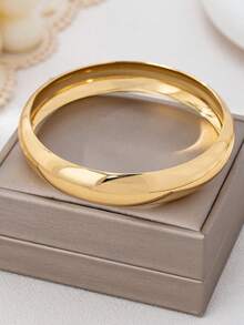 3pcs/1pc Fashionable Exquisite Minimalist Golden Geometric Hollow Textured Metal Bangle Set, Suitable For Women, Delicate Accessory, Gift For Valentine's Day, Mother's Day, Wedding - Yellow Gold - View 7