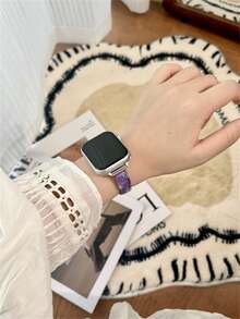 Correa de reloj personalizada, se ajusta a relojes de 38/40/41/42/44/45/46/49mm de diámetro, compatible con modelos Ultra/SE10/9/8/7/6/5/4/3/2/1 - Plata púrpura - Ver 2