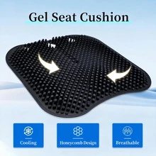 Black Double-Layer Thick Gel Seat Cushion, Column-Shaped Breathable Anti-Slip Cover, Pressure Dispersion Design, Suitable For Office And Car Wheelchair Elastic Furniture Protection Cover - Black - View 8