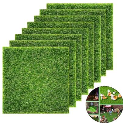 3pcs Mini Fairy Garden Grass Mats, Plastic Handmade Micro Grass Mats, 6"X6" - Artificial Handmade Greenery, Fairy Artificial Moss Grass, Suitable For Dollhouse Decor And DIY Projects, Ideal For Teens And Adults, Perfect Birthday Gift And Holiday Decor, Mini Landscape, Miniature Home Scene DIY, Dollhouse Decor, Dollhouse Accessories, Fairy Garden Decor, Home Decor, Hobby Enthusiasts And Collectors Gift