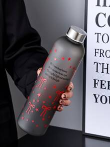 1pc 1000ml Matte Water Bottle, Butterfly, Daisy, Heart Decor, Large Capacity, School, Outdoor, Best Gift For Girlfriend, Sports Water Bottle - Multicolor - View 5