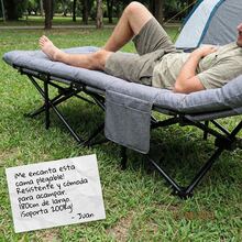 Cama Plegable Portátil para Adultos - Cama de Camping Ultraligera y Compacta, Tela Negra Resistente, Ideal para Playa, Senderismo, Picnic y Aventuras de Viaje - Gris - Ver 10