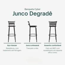 Set Of 4 High Stools With Black Frame And Gradient Wicker Backrest - Ideal For Counters, Islands, Worktops, Gourmet Areas, Bars, American Kitchens, And Pools - 深棕色座椅 - 查看 3