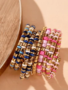 1条时尚奢华合金手链，适合女士佩戴，情侣手链，日常搭配，情人节、母亲节礼物、生日珠宝礼物 - 款式 1 - 查看 2