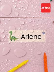 1/32/64/128/256 Pcs Customizable Name Stickers, Waterproof And Oil-Proof Labels, Cartoon Dinosaur Pattern Stickers, Paper Name Labels, Personal Items - Multicolor - View 10