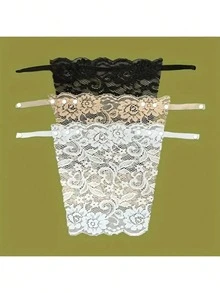 3片装优雅花卉图案防眩光胸垫 - 舒适时尚的加厚衬垫，编织蕾丝内衬，适合女性，是返校、婚礼、生日的理想礼物，遮光防走光，蕾丝饰边，可水洗，精致蕾丝，适合各种发型和文胸，颜色随机1片 - 彩色 - 查看 2