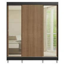 Ropero Madesa Reno 3 Puertas Corredizas Con Espejo y Pies M1 - Negro y Marrón - Ver 9