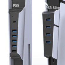 Topwolf USB Hub For P5, 5-In-1 USB Port Expander Compatible With P5/P5 SLIM/P5 PRO Console - Black and White - View 3