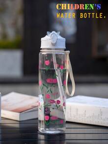 750ml Children's Water Bottle, Cute Straw Cup Gift For Girls & Boys, Suitable For Outdoor, School, Sports, Graduation, Butterfly & Cherry Heart Design, Portable - Multicolor - View 8