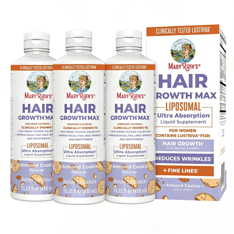 Mary-Ruth's Advanced Liposomal Hair Growth Max - Lust.Riva + 10000mcg Biotin, High Absorption For Thicker Hair & Wrinkle Relief, 15.22 Fl Oz - 3 Bottle - View 1