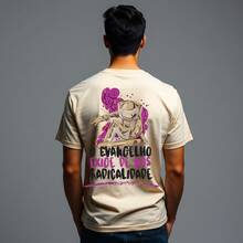 Camiseta Camisa O evangelho exige radicalidade cristã gospel algodão malha premium - Bege - Visão 1