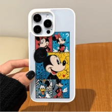 Disney. ‌   What Mickey Mouse Patterned Phone Case Designed With Vibrant Comic Panels Featuring Beloved Characters. Compatible With  17, 16, 15, 14, 13, 12, And 11 Pro Models, With Shockproof Protection. A Fun Accessory For Fans Of All Ages, Perfect For Birthdays, Holidays, And Special Occasions..Holiday Accessories. - Black - View 9
