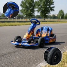 Electric Go Kart For Kids, Adjustable Ride-On Toy With Fire-Colored Lights - Fire - View 9