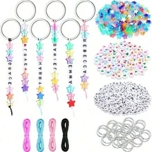DIY Keychain Making Craft Set, Adjustable Letter Heart-Shaped Transparent Bead Keychain Supplies, Birthday Party Keychain Small Gifts - Multicolor - View 4