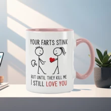 [Your Stinks Love Cup] 11oz Ceramic Double-Sided "Your Stinks" Love Cup - Reusable Beverage Container, Perfect Anniversary And Valentine's Day Gift - Multicolor - View 8