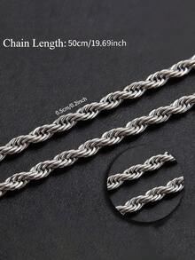 Dây chuyền xoắn bằng thép không gỉ 304, dây chuyền mắt xích kiểu thời trang dành cho nam, chất lượng cao, chống phai màu, phù hợp để đeo hàng ngày và trong những dịp đặc biệt, lựa chọn quà tặng tuyệt vời, phụ kiện trang sức thời trang, quà sinh nhật, quà năm mới. - Bạc - Xem 4