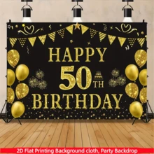 1 tấm, phông nền phẳng 2D, màu đen vàng, chúc mừng sinh nhật lần thứ 50, làm bằng vải polyester, có hình bóng bay, biểu ngữ và pháo hoa, dùng để trang trí tiệc sinh nhật lần thứ 50, tiệc nghỉ hưu, kỷ niệm, các dịp lễ trọng đại, phông nền sinh nhật, lễ kỷ niệm sinh nhật, tiệc lễ hội, trang trí bàn bánh, trang trí tường, trang trí nhà/vườn/trong nhà/ngoài trời, đạo cụ phông nền chụp ảnh, đồ dùng/quà tặng trang trí tiệc. - Nhiều màu - Xem 9