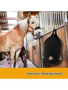 Goat Hay Feeder, Slow Feed Hay Bag For Horses, Sheep, Donkey, Cows, Alpacas And Ostriches, Premium Oxford Waterproof Fabric, Circle Leather Reinforced 5 Open Feeding Hole For Resist Biting - 彩色 - 查看 7