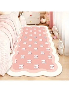 1 pieza Alfombra de imitación de lana con lazo en color melocotón, alfombra decorativa para dormitorio, decoración del hogar, alfombra para sofá, decoración de dormitorio, alfombra pequeña, alfombra de moda creativa moderna, alfombra para sala de estar, alfombra pequeña para sala de estar, alfombra para dormitorio, alfombra para exteriores, alfombra lavable, regalo para niños y niñas, alfombra de Acción de Gracias, suave y lavable a máquina, adecuada para decoración de sala de estar, oficina, cafetería y balcón - Multicolor - Ver 2