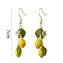 1 Pair Creative Fresh Sweet Cute Fruit Lemon Tassel Earrings, Fashion Personalized Party Jewelry Gift For Women - Yellow Gold - View 4