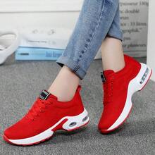 Unisex Height-Increasing Training Shoes - Breathable Fabric Low-Top Sneakers With EVA/PVC Grippy Soles For Walking, Hiking, Camping - All-Season Comfort & Durable Design (Black/Red/White), Hiking Boots, Outdoor Footwear, Flexible Footwear - Đỏ - Xem 1